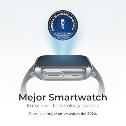 SaveFamily SaveWatch Plus 2 | Reloj Inteligente Niño con Localizador GPS, Llamada, Vídeo, Whatsapp, Spotify, App Store | SIM Incluida - Esfera Blanca y Correa de Tela Ocean