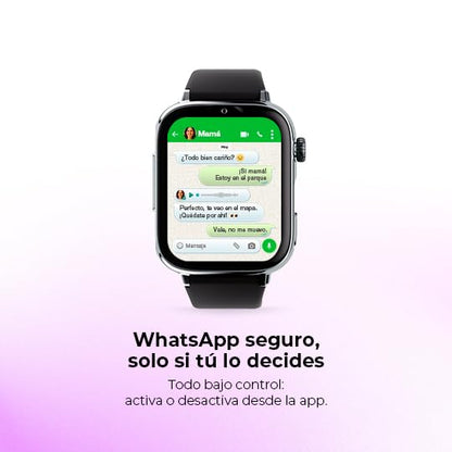SaveFamily SaveWatch Plus 2 | Reloj Inteligente Niño con Localizador GPS, Llamada, Vídeo, Whatsapp, Spotify, App Store | SIM Incluida - Esfera Blanca y Correa de Tela Ocean