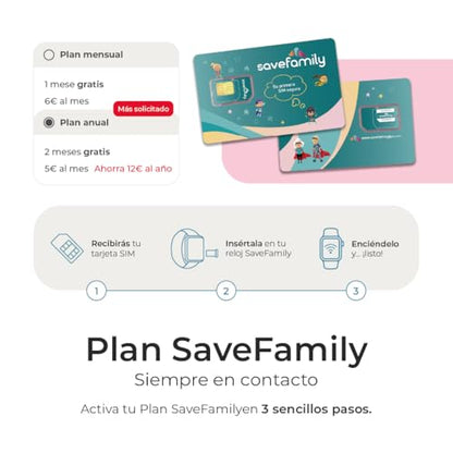 SaveFamily Iconic Plus 2 | Reloj Inteligente Niño con Localizador GPS, Llamada, Vídeo, IA, Botón SOS, Whatsapp, Spotify, Medidor de Temperatura | SIM Incluida - Modelo Pop