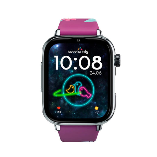 SaveFamily SaveWatch Plus 2 | Reloj Inteligente Niño con Localizador GPS, Llamada, Vídeo, Whatsapp, Spotify, App Store | SIM Incluida - Esfera Plata y Correa de Silicona Maui