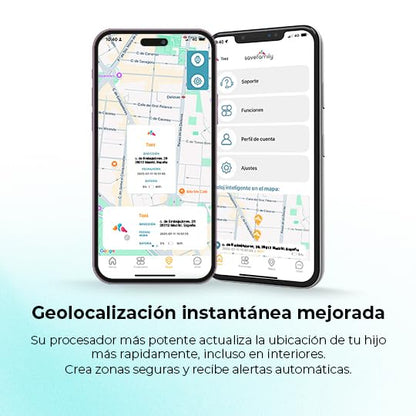 SaveFamily SaveWatch Plus 2 | Reloj Inteligente Niño con Localizador GPS, Llamada, Vídeo, Whatsapp, Spotify, App Store | SIM Incluida - Esfera Blanca y Correa de Tela Ocean