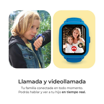 SaveFamily Iconic Plus 2 | Reloj Inteligente Niño con Localizador GPS, Llamada, Vídeo, IA, Botón SOS, Whatsapp, Spotify, Medidor de Temperatura | SIM Incluida - Modelo Pop